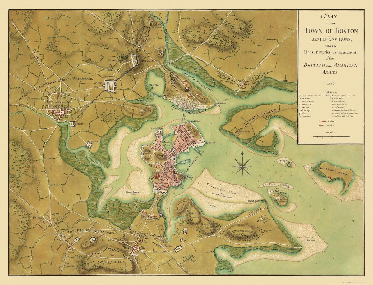 Historische kaart van Boston