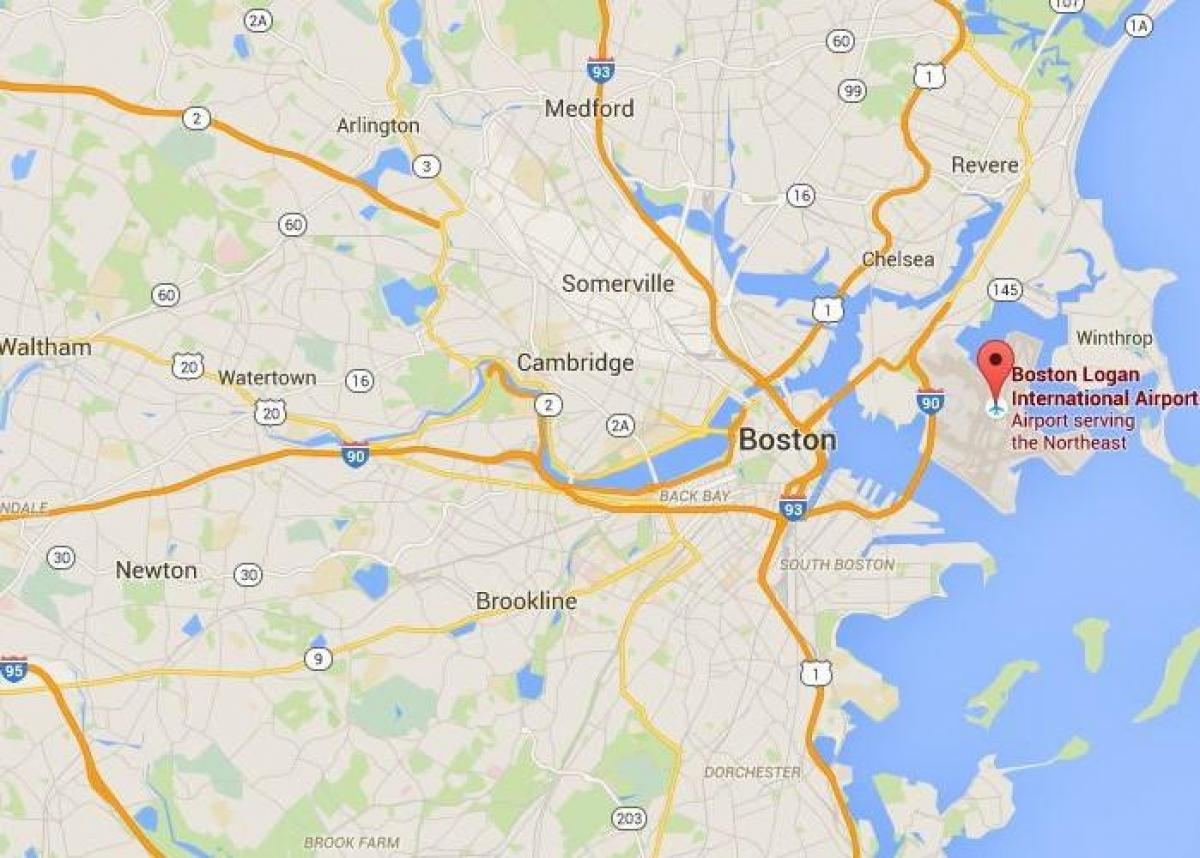 Kaart van de luchthavens van Boston